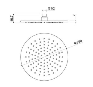 Верхний душ Aquatek AQ2077BGM 25 см шлифованный чёрный хром